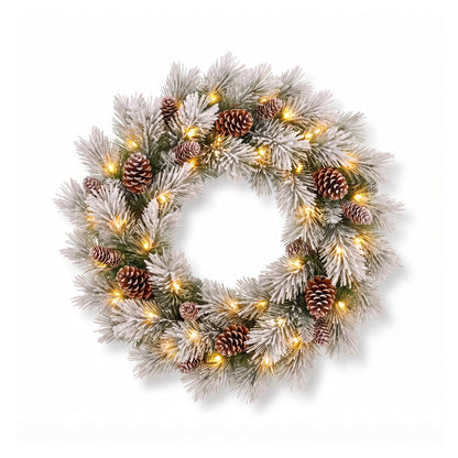 Alpine Snow Wreath Pre Lit