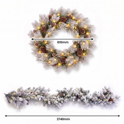 Alpine Snow Wreath Pre Lit