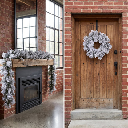 Alpine Snow Wreath Pre Lit