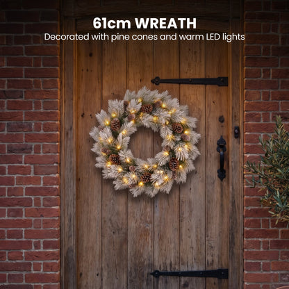 Alpine Snow Wreath Pre Lit