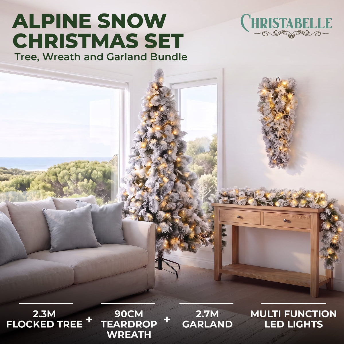 Snowy Christmas 3pc Set White single