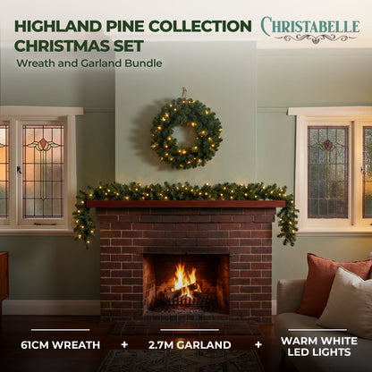 Pre Lit Pine Wreath Garland