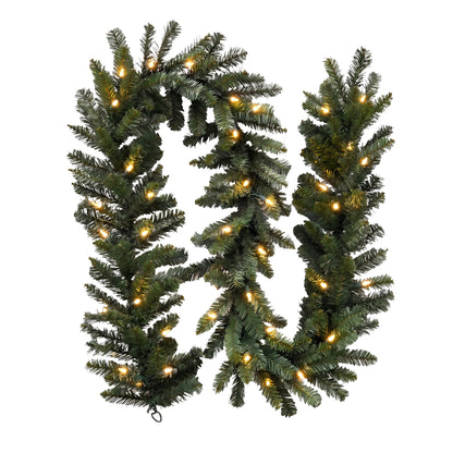 Pre Lit Pine Wreath Garland