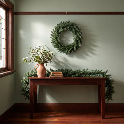 Pre Lit Pine Wreath Garland