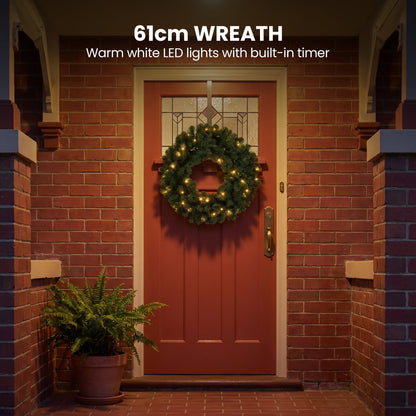 Pre Lit Pine Wreath Garland