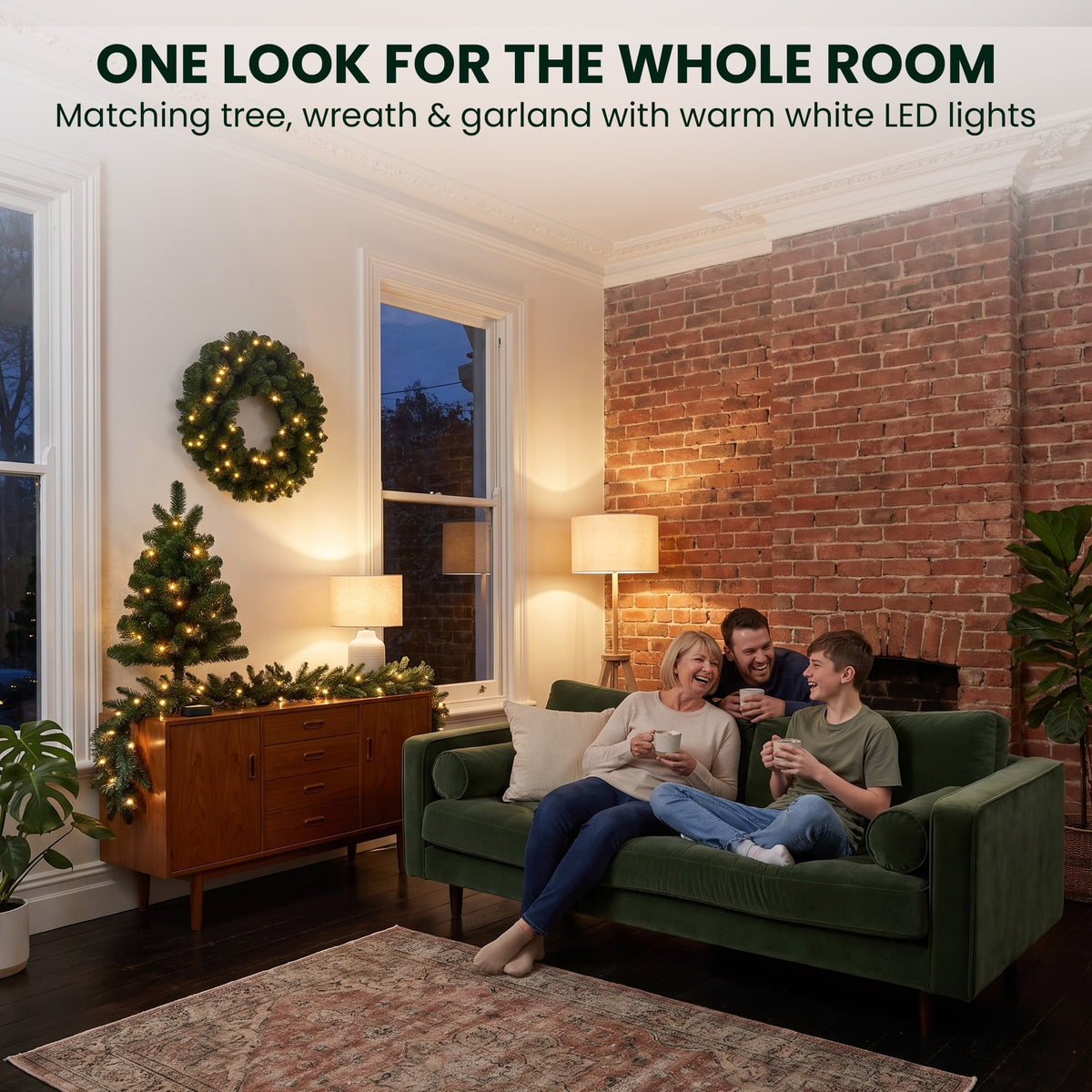 Pine Christmas Set White LED Lights