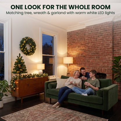 Pine Christmas Set White LED Lights