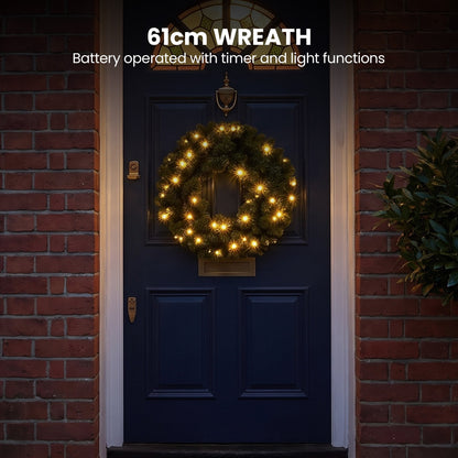 Pine Christmas Set White LED Lights