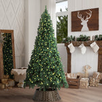 LED Christmas Tree 1.8M 6FT 7FT & 8FT with Rattan Skirt Warm Light Green Xmas Decor