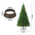 LED Christmas Tree 1.8M 6FT 7FT & 8FT with Rattan Skirt Warm Light Green Xmas Decor