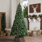 LED Christmas Tree 1.8M 6FT 7FT & 8FT with Rattan Skirt Warm Light Green Xmas Decor