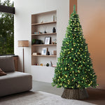 LED Christmas Tree 1.8M 6FT 7FT & 8FT with Rattan Skirt Warm Light Green Xmas Decor