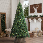 LED Christmas Tree 1.8M 6FT 7FT & 8FT with Rattan Skirt Warm Light Green Xmas Decor