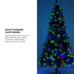 LED Christmas Tree 2.1 2.4 & 1.8M 6FT Multi-Colour Lights 8 Flash Modes Pre-Lit