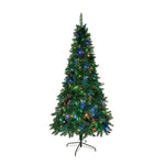 LED Christmas Tree 2.1 2.4 & 1.8M 6FT Multi-Colour Lights 8 Flash Modes Pre-Lit