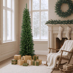 Slim Christmas Tree 1.8M 6FT Green Artificial Xmas Tree for Home Decor