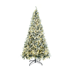 Christmas Tree Snow Flocked Xmas Decorations Green w/ LED lights