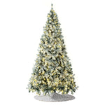 LED Christmas Tree 2.1M 7FT & 8FT Snow-Frosted Green with Tree Skirt Xmas Decor