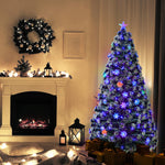 LED Christmas Tree 2.1M 7FT & 8FT Snow-Frosted Green with Tree Skirt Xmas Decor