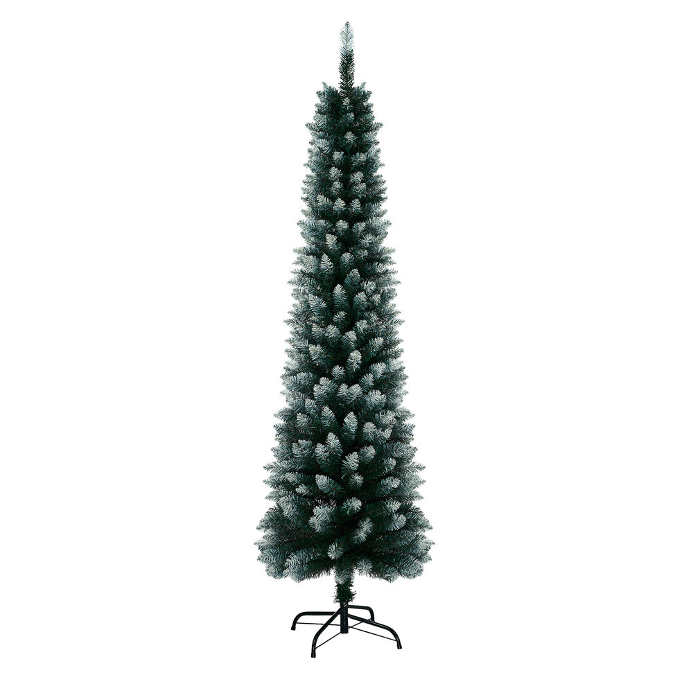 Slim Christmas Tree 1.8M 6FT Green & White Artificial Xmas Tree Decor