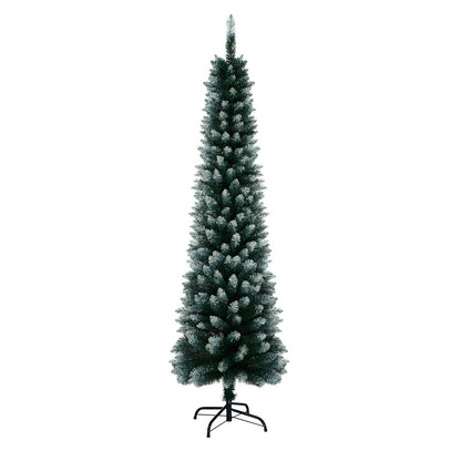 Slim Christmas Tree 1.8M 6FT Green & White Artificial Xmas Tree Decor