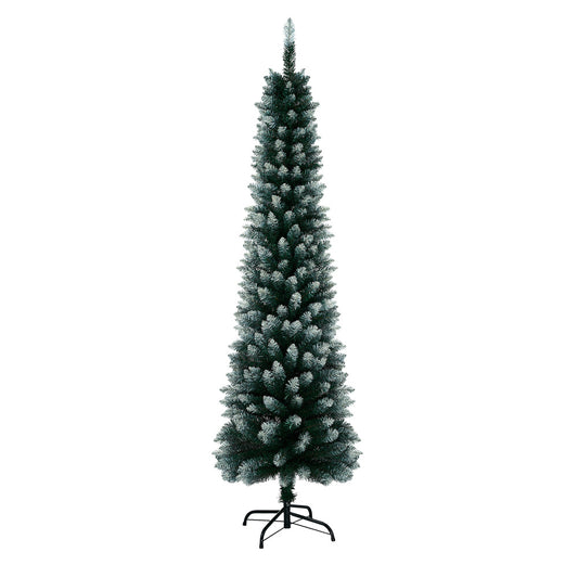 Slim Christmas Tree 1.8M 6FT Green & White Artificial Xmas Tree Decor