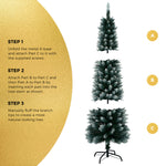 Slim Christmas Tree 1.8M 6FT Green & White Artificial Xmas Tree Decor