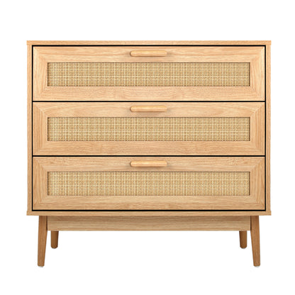 3 Chest of Drawers Tallboy Cabinet Clothes Storage Rattan Furniture