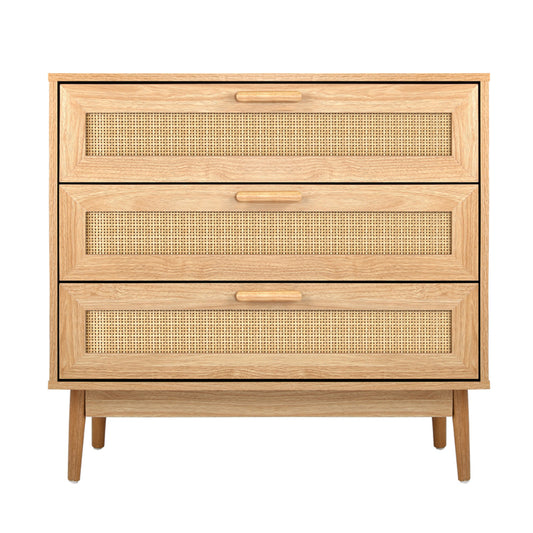 3 Chest of Drawers Tallboy Cabinet Clothes Storage Rattan Furniture