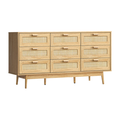 9 Chest of Drawers Dresser Rattan Storage Cabinet Lowboy Bedroom Wooden