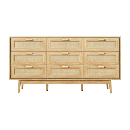 9 Chest of Drawers Dresser Rattan Storage Cabinet Lowboy Bedroom Wooden