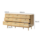 9 Chest of Drawers Dresser Rattan Storage Cabinet Lowboy Bedroom Wooden