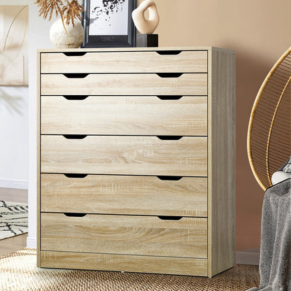Stylish and Functional: Wooden 6-Drawer Chest of Drawers for Clothes Storage
