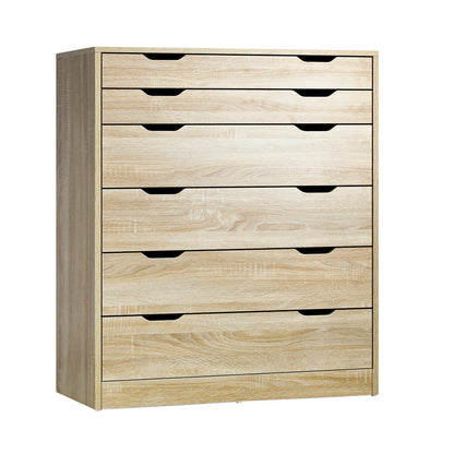Stylish and Functional: Wooden 6-Drawer Chest of Drawers for Clothes Storage