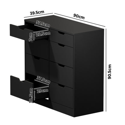 8 Chest of Drawers Tallboy Cabinet Bedroom Storage Black