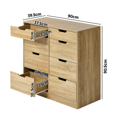 8 Chest of Drawers Tallboy Cabinet Bedroom Storage Natural