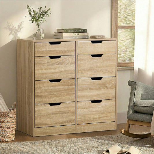 8 Chest of Drawers Tallboy Cabinet Bedroom Storage Natural