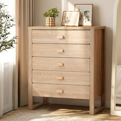 5 Drawer Tallboy Dresser Natural Wood | HomeAndLiving
