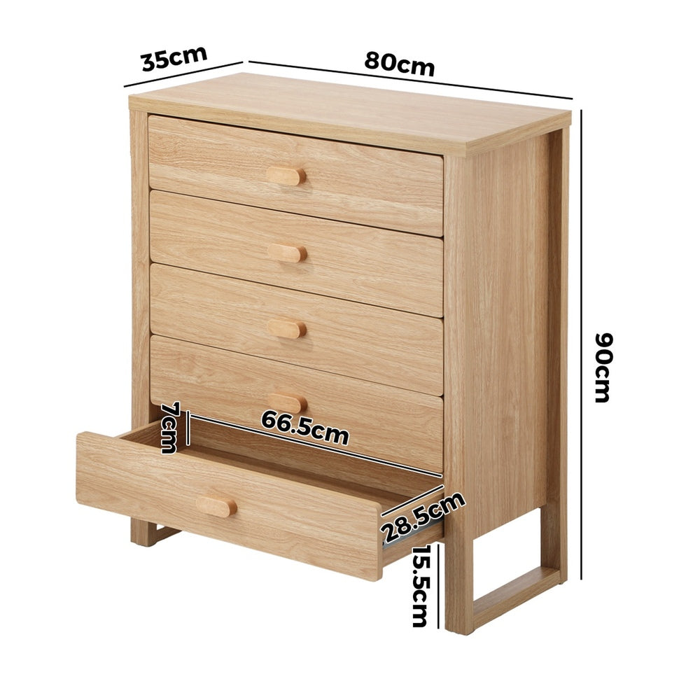 5 Drawer Tallboy Dresser Natural Wood | HomeAndLiving - 7