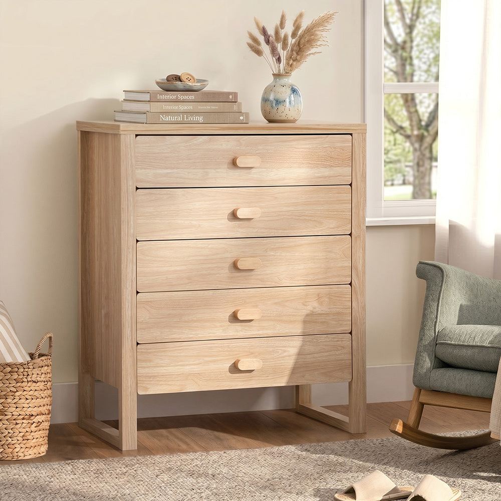 5 Drawer Tallboy Dresser Natural Wood | HomeAndLiving - 4