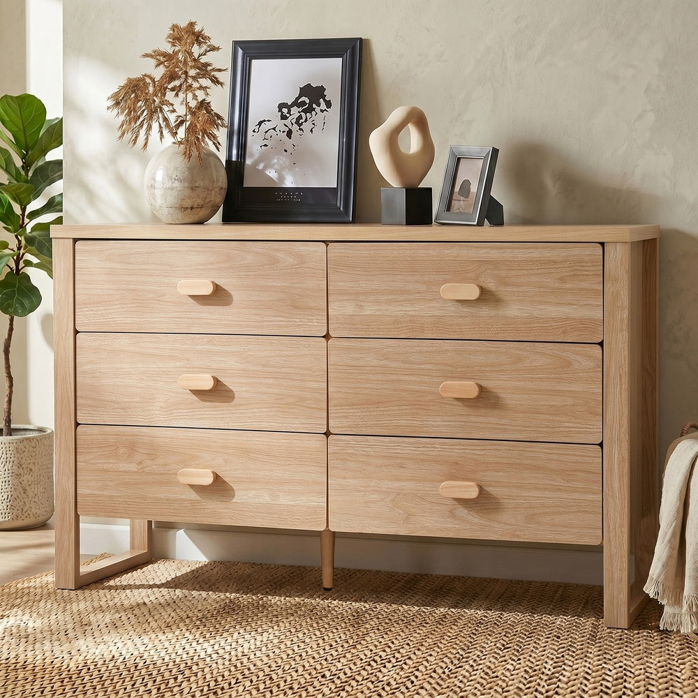 6 Drawer Chest Dresser Natural Wood | HomeAndLiving