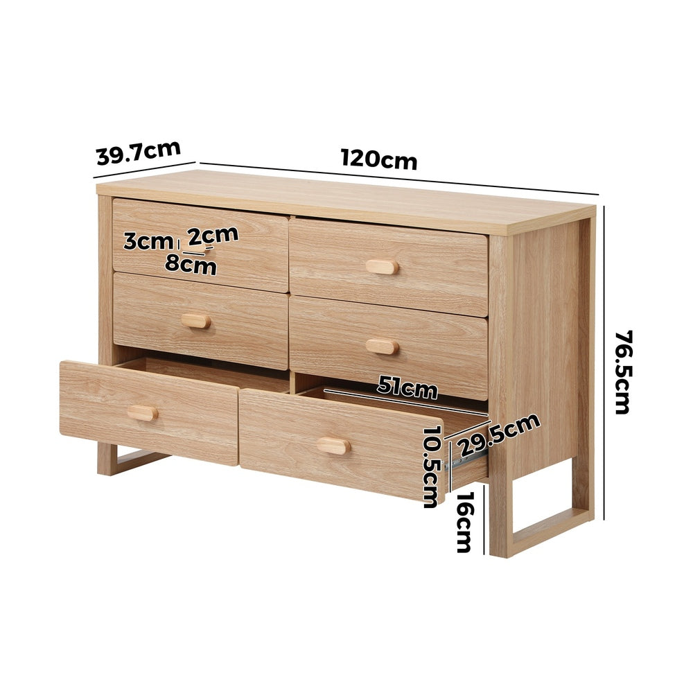 6 Drawer Chest Dresser Natural Wood | HomeAndLiving - 8