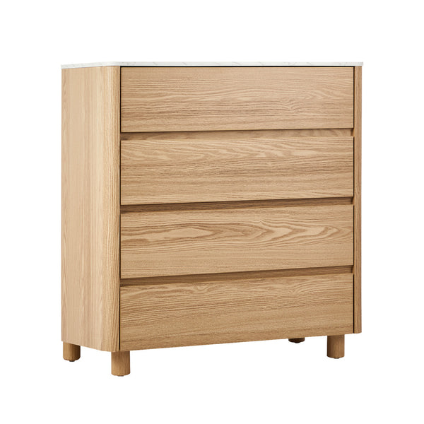  4 Chest of Drawers Dresser  Marble Top Natural