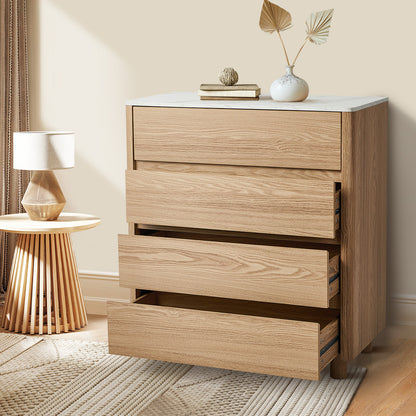 4 Chest of Drawers Dresser  Marble Top Natural