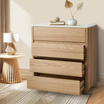 4 Chest of Drawers Dresser  Marble Top Natural
