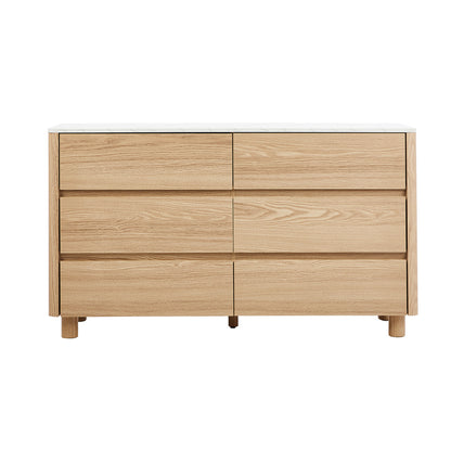 6 Chest of Drawers Dresser  Marble Top Natural