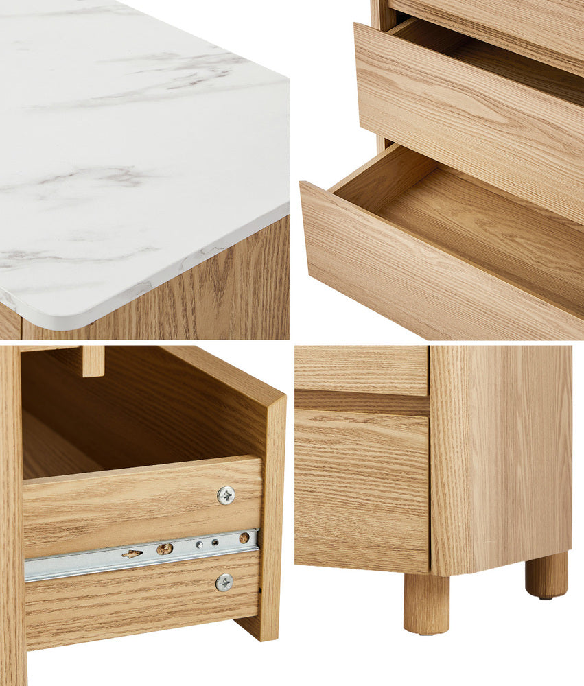 6 Chest of Drawers Dresser  Marble Top Natural