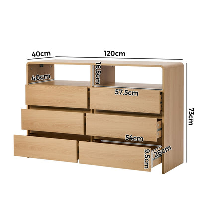 Natural Chest Of Drawers Storage 120x40x73cm