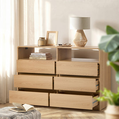 Natural Chest Of Drawers Storage 120x40x73cm