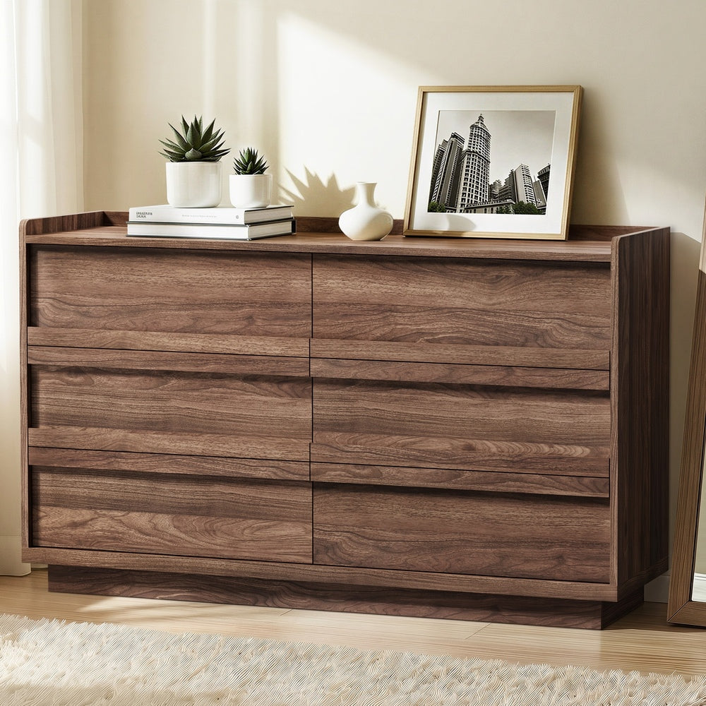 Chest Drawers Walnut Storage 120x39.5x73cm